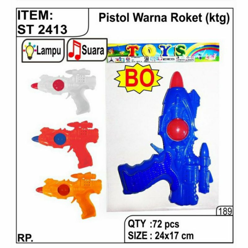 Mainan Anak Pistol Baterai Bunyi + Lampu Kemasan Kantong ST 2413 / ST 2431