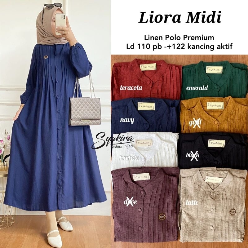 Liora Midi Bahan Linen Dress Original by Syakira