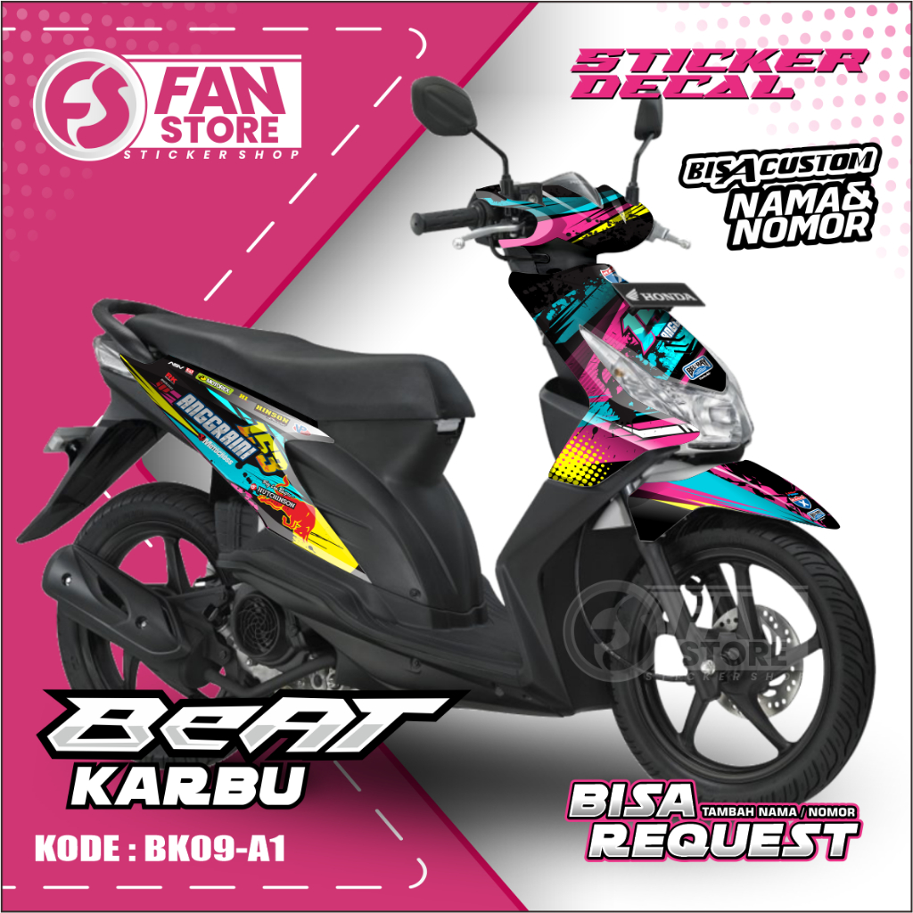 Decal Beat Karbu RACING X - Sticker Motor Beat Karbu - Aksesoris Motor - For Honda Beat Karbu