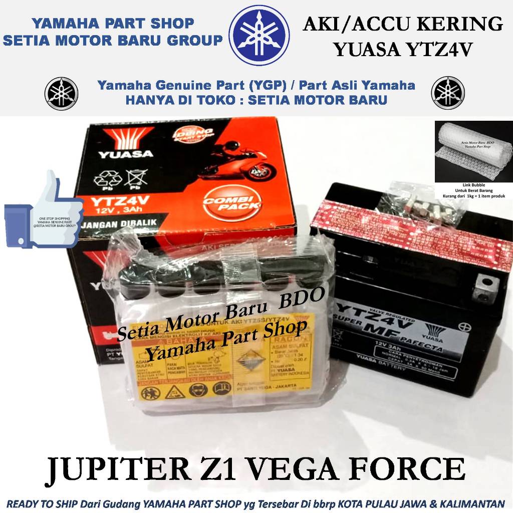 Aki Accu Kering Asli Yuasa Ytz4v Jupiter Z1 Vega Force