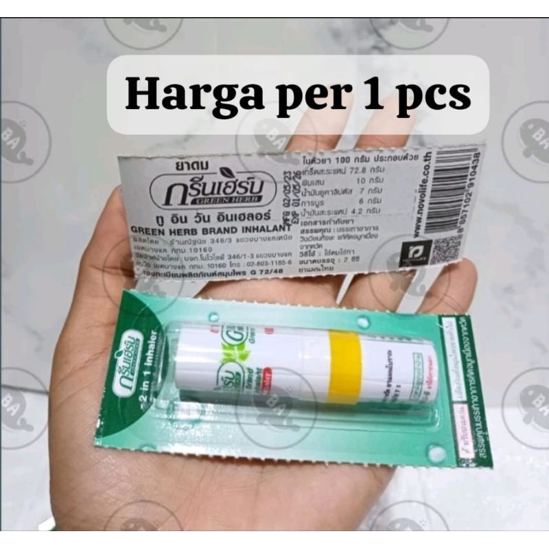 GreenHerb II Nasal Inhaler / Minyak Angin dan Inhaler Hidung Thailand