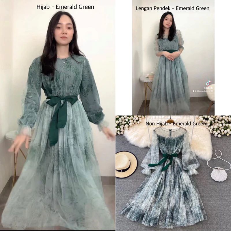 gamis/dress korean warna ijo botol