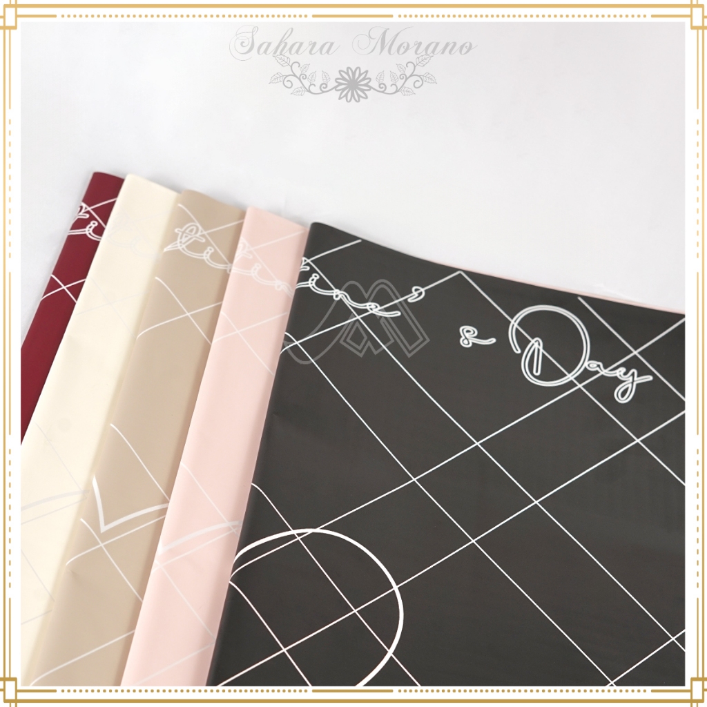 

[5 Pcs] Flower Wrapping Motif Valentine Cellophane Paper Untuk Bucket Bunga Waterproof