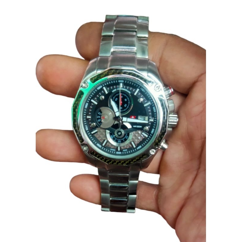jam tangan Swiss Army 8716 original pria rantai full stainless steel chrono stopwatch