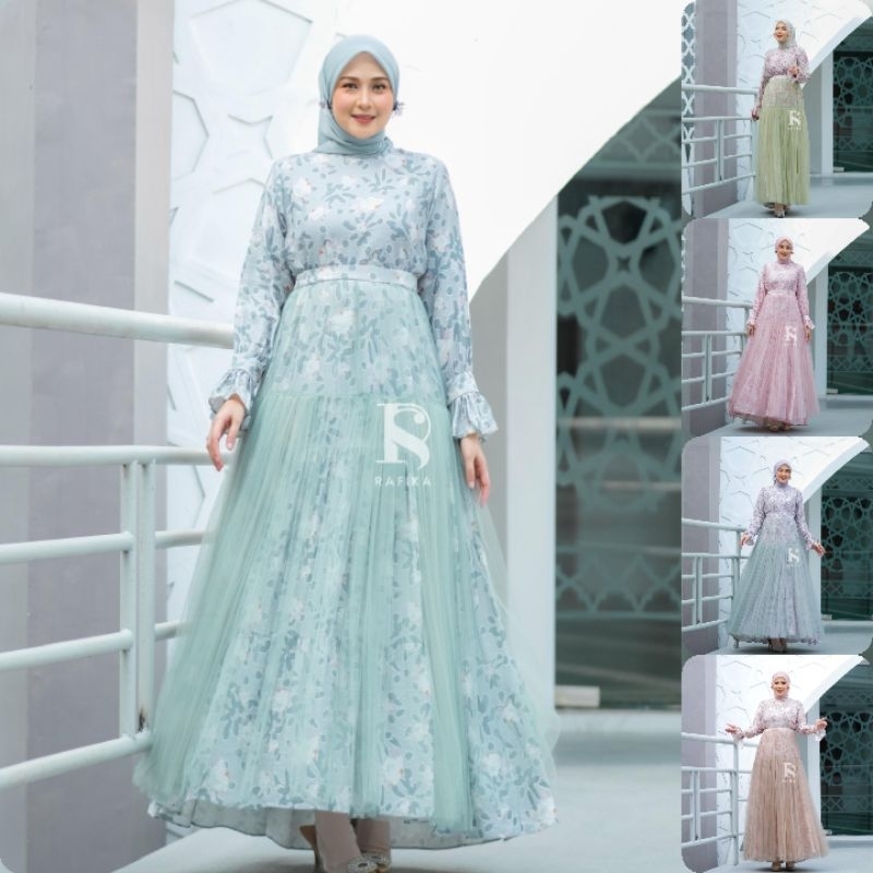 (x8) RAFIKA RADWAH Baju Dress Gamis Wanita Muslim Radwah Dress Raya Series By Rafika. Nazra Sha