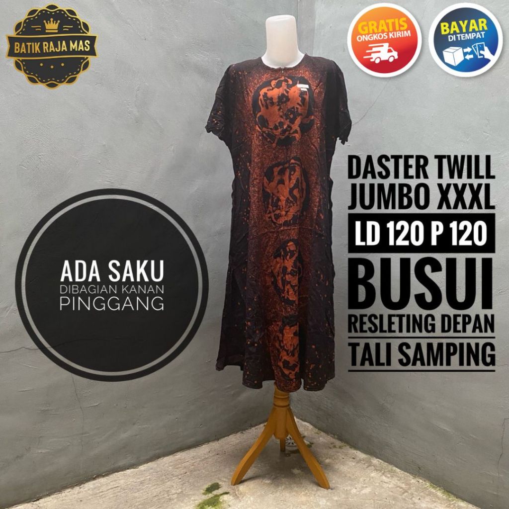 Baju Daster Jumbo Wanita Terbaru Motif Batik Abstrak Kekinian Modern Rayon Twill Ori Pekalongan Busu
