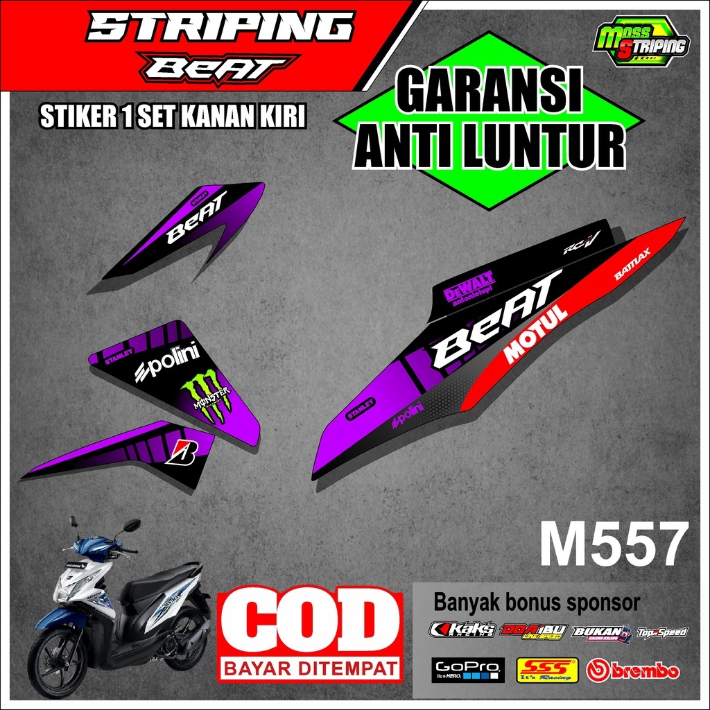 Striping stiker motor Beat Fi 2012 2013 2014 2015 2016 M557 - Setiker sticker setriping setrip strip