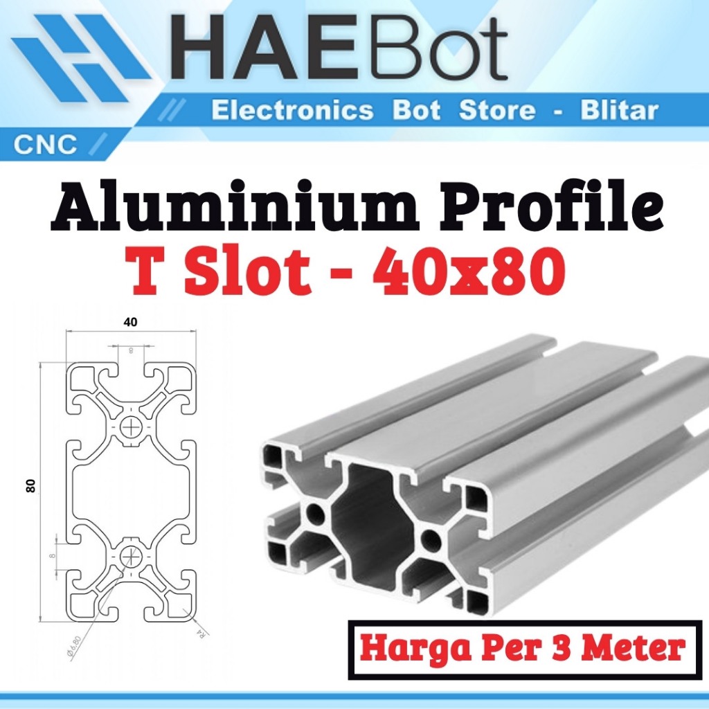 [HAEBOT] Aluminium Profile T Slot 4080 40x80 AP4080 Alumunium 3 Meter Profil Frame CNC Extrusion Min