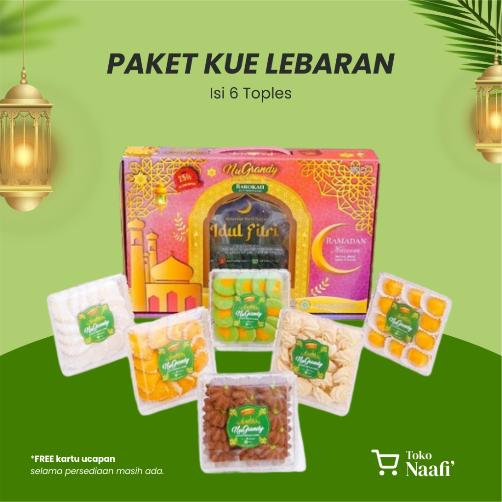 

Peket Kue Kering Lebaran Nugrandy | Isi 6 Toples Kue Kering Idul Fitri