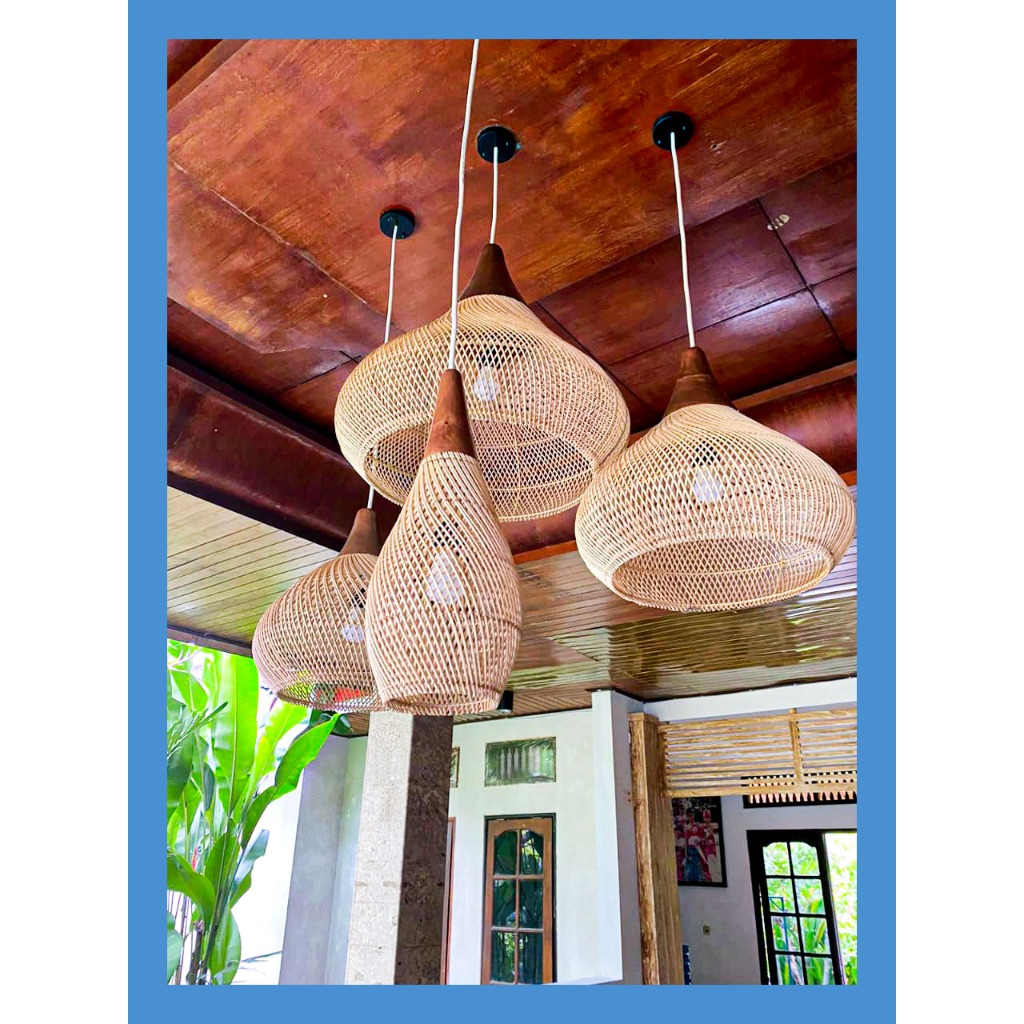 lampu rotan gantung D50CM lampu rotan gantung aesthetic cafe