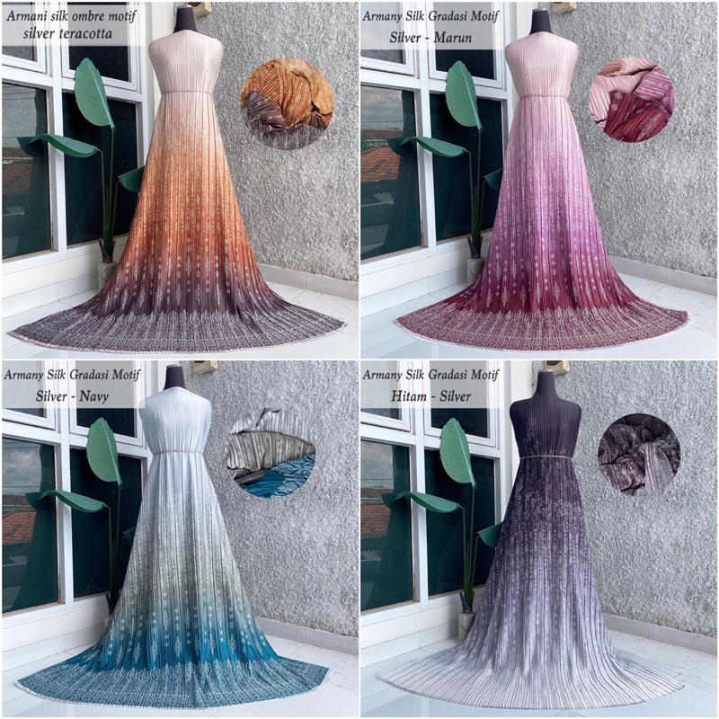Kain Armany Silk Gradasi | Kain Armany silk Gradasi Plisket | Kain Plisket Gradasi Premium | Bridesm