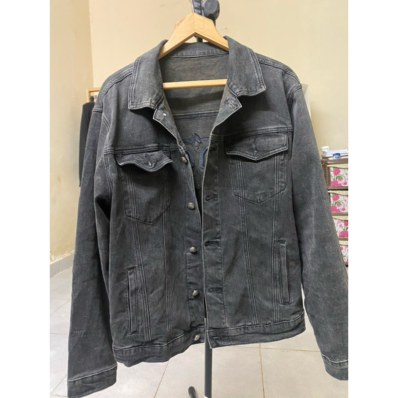 chrome hearts black on black denim jacket