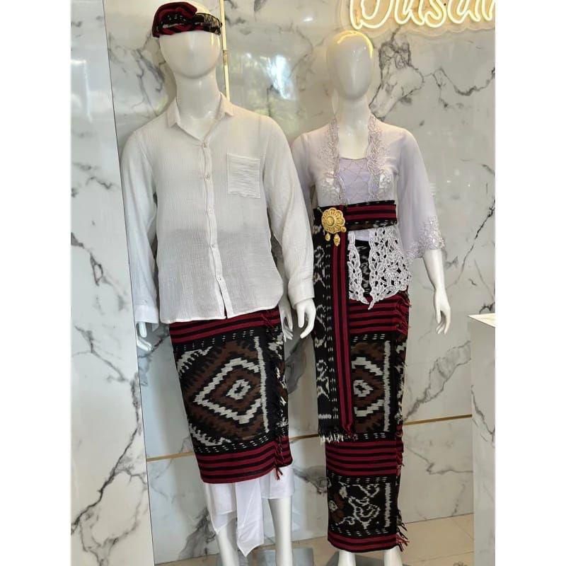 set couple saput udeng+kamen slendang kain blangket etnik bali premium