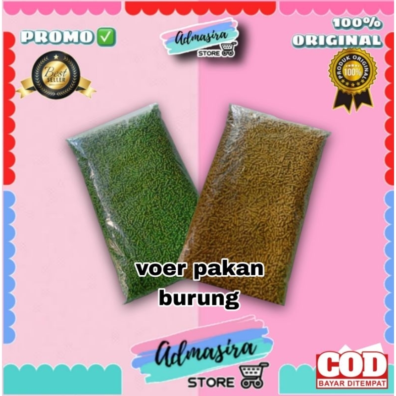 Pakan Makanan Burung Voer Pur Hijau Ijo Repack 1Kg 500gram