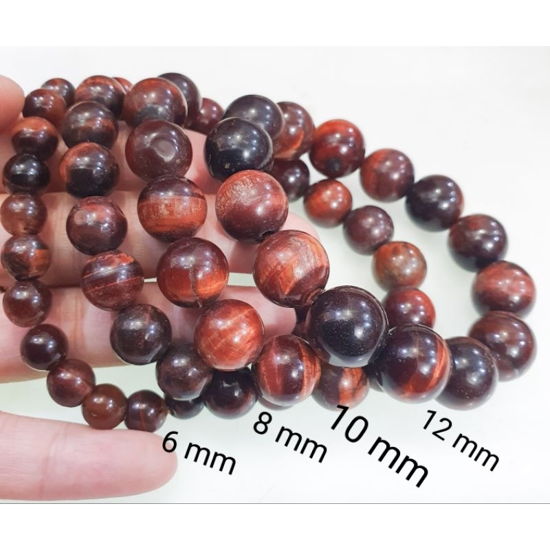 Gelang batu tiger eye coklat kemerahan-gelang pria - wanita
