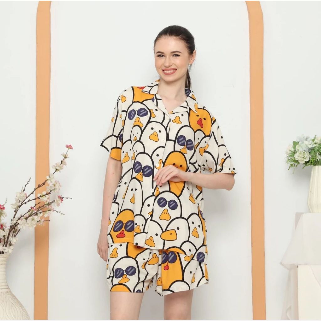 Piyama set premium rayon piyo gaul