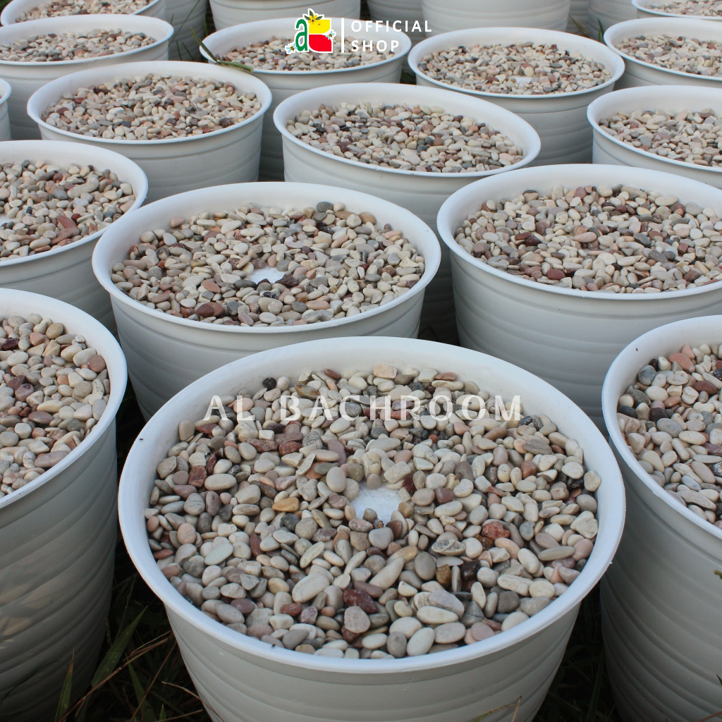 RB6083 PAKET POT RUBY BATU PANCAWARNA BUNGA HIAS PLASTIK SUPER PIRUS