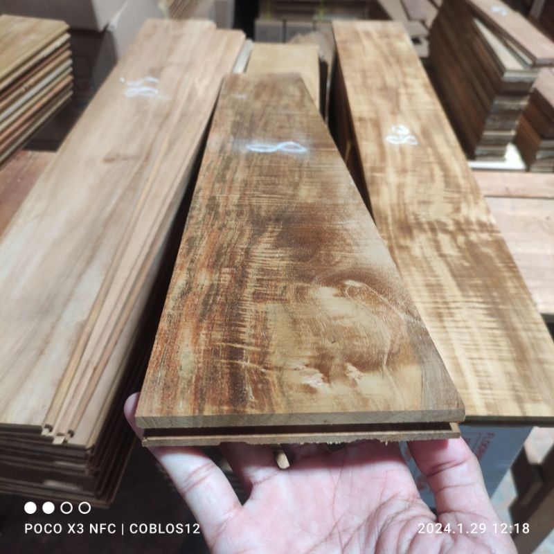 Flooring Lantai Kayu Jati Kualitas Bagus Murah 1,5 x 9 x 30 - 100 cm