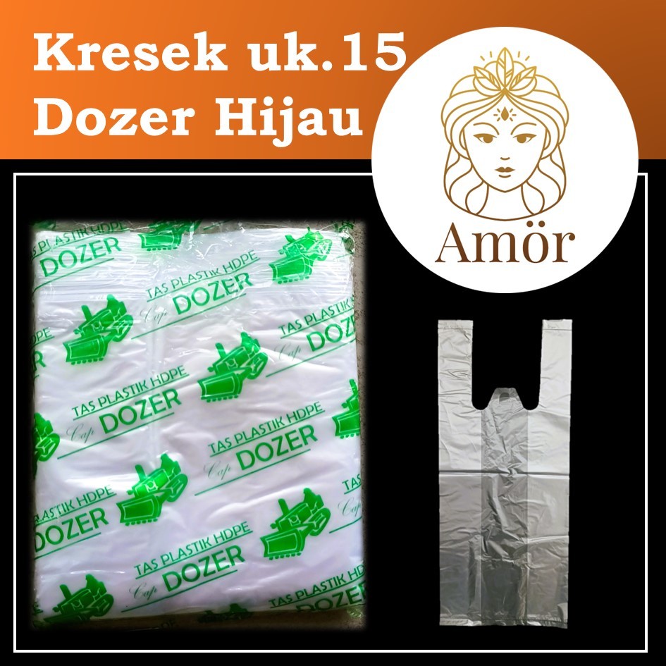 kresek dozer hijau uk 15 kantong plastik bening buram untuk makanan ukuran 15 x 32 cm