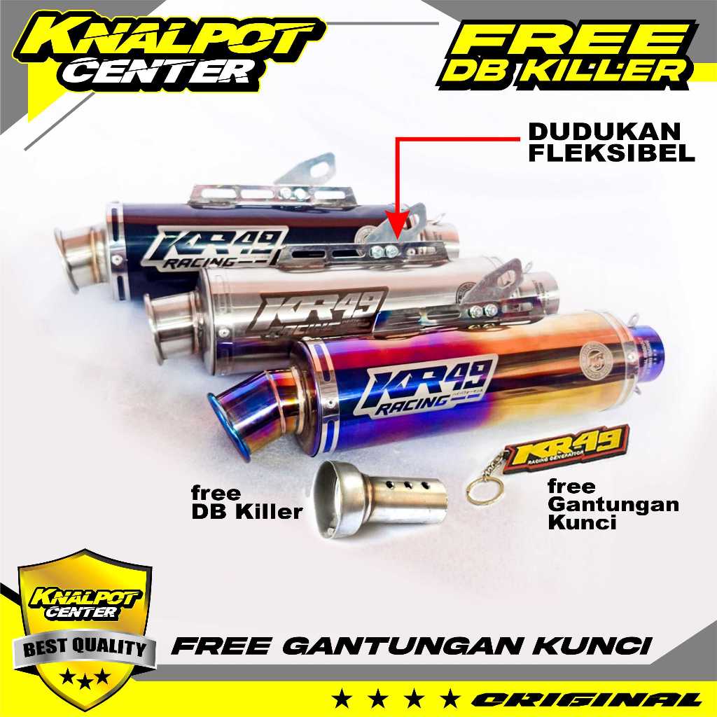 KNALPOT RACING KR49 ORI DBS VIXION R15 V2 V3 SATRIA FU CB150 CBR150 JUPITER MX KING NMAX PCX VARIO A