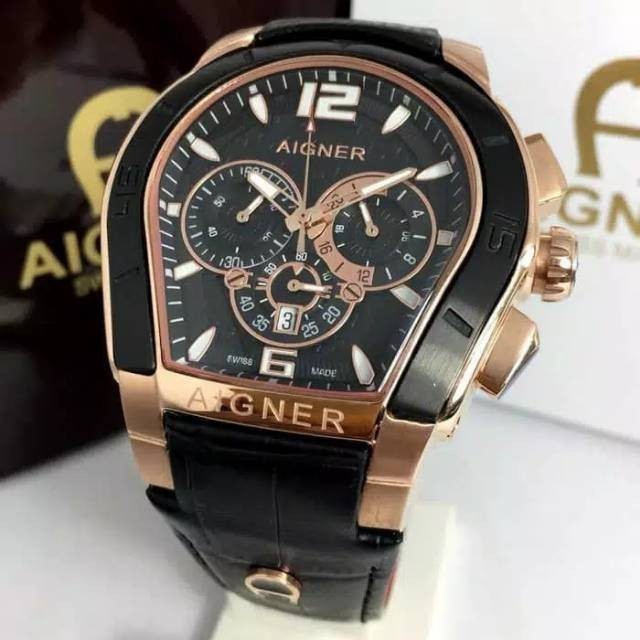 Jam Tangan Pria Aigner Palermo A58500 Super Clone Grade A++ - Black Rosegold