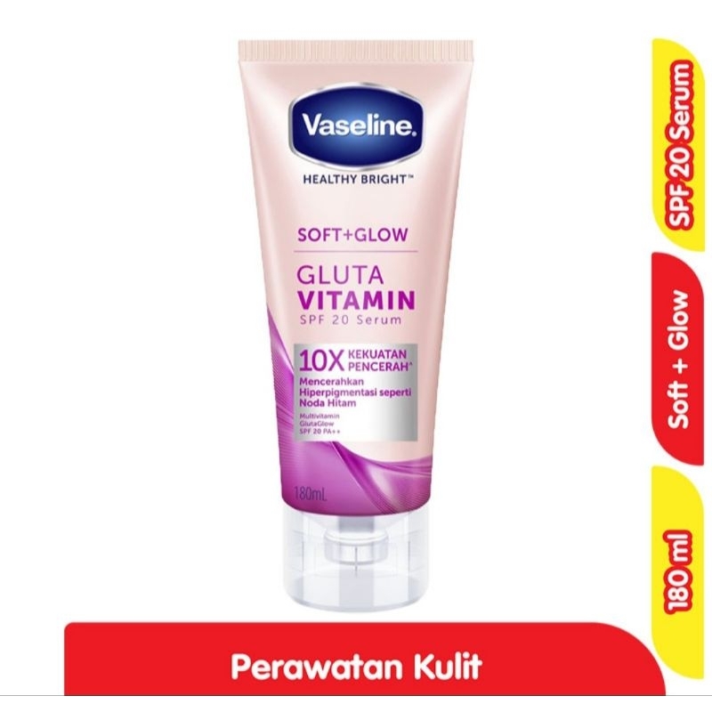 vaseline serum hand body lotion soft glow 180ml atau hijab bright 180ml