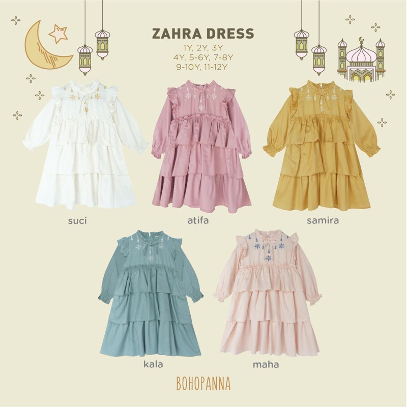 ZAHRA DRESS BOHOPANNA/GAMIS BOHOPANNA/GAMIS LEBARAN ANAK