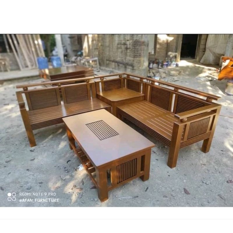 MEJA TAMU SUDUT BOLA MINIMALIS KAYU JATI | KURSI TAMU SUDUT KURSI TAMU SUDUT MAWAR KURSI TAMU MINIMA