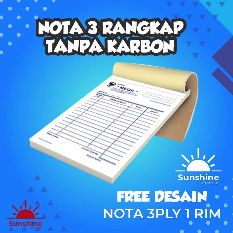 

CETAK NOTA NCR -- 1 RIM 3 PLY - RANGKAP -- NOTA TOKO KWITANSI SURAT JALAN