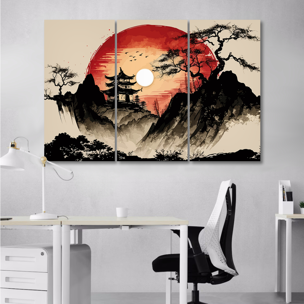 #ART50 Wall Decor Pemandangan Gunung Fuji Ninja Japan Jepang Antik Japanese Katana Desktop Pc Feodal