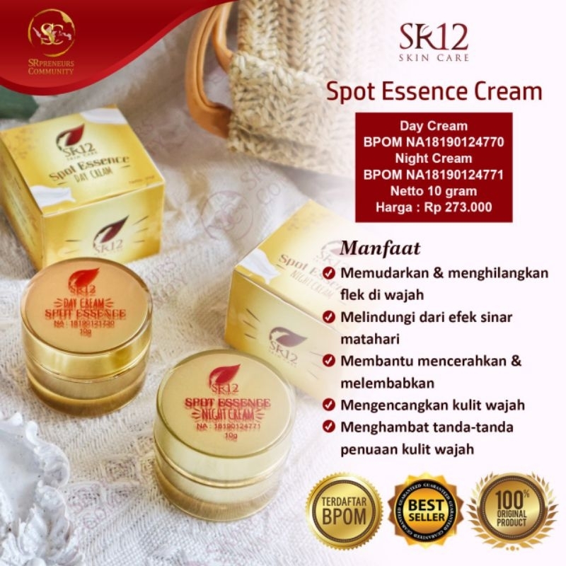 Cream Spot Essence SR12 Skincare Brightening Krim Siang & Krim Malam Pelembab Wajah Spot Essence SR1