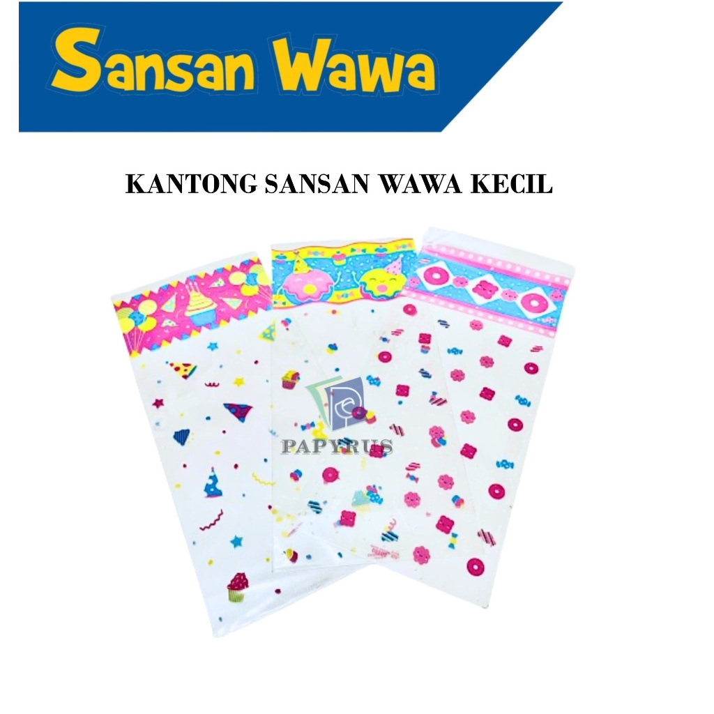 

KANTONG PARCEL / KANTONG OPP MOTIF / PLASTIK BINGKISAN / PLASTIK GOODIE BAG / KANTONG SOUVENIR / KANTONG ULANG TAHUN / KANTONG SANSAN WAWA KECIL 42 CM X 19 CM