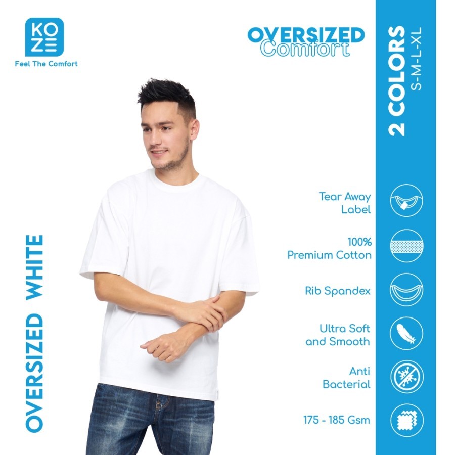 Kaos Polos KOZE Oversized Comfort White / Kaos Polos Oversize Putih