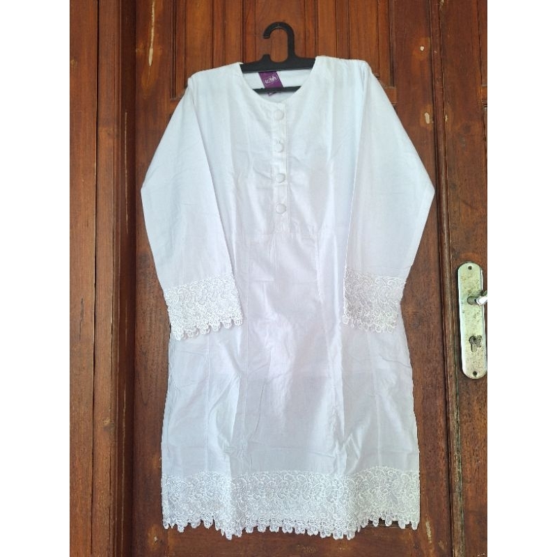 SETELAN ZAKYA PUTIH KANCING BUSUI FRIENDLY BAJU IHRAM TERLARIS TERMURAH PUTIH