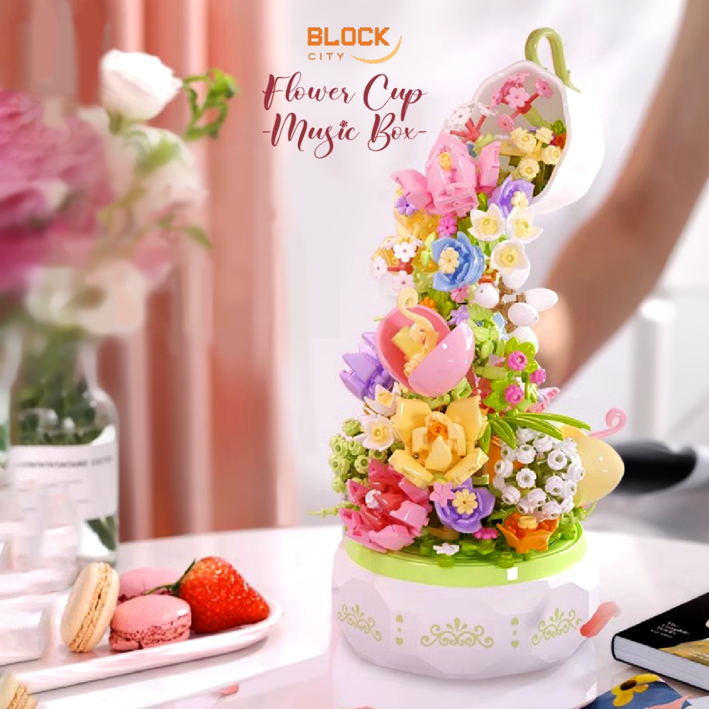 Block City-Sembo Flower Cup Puzzle Block Bricks