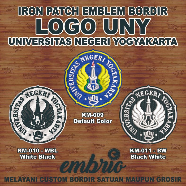 Patch UNY emblem bordir logo Universitas Negeri Yogyakarta - 7,5cm - Embrio Patch Embroidery Emblem 