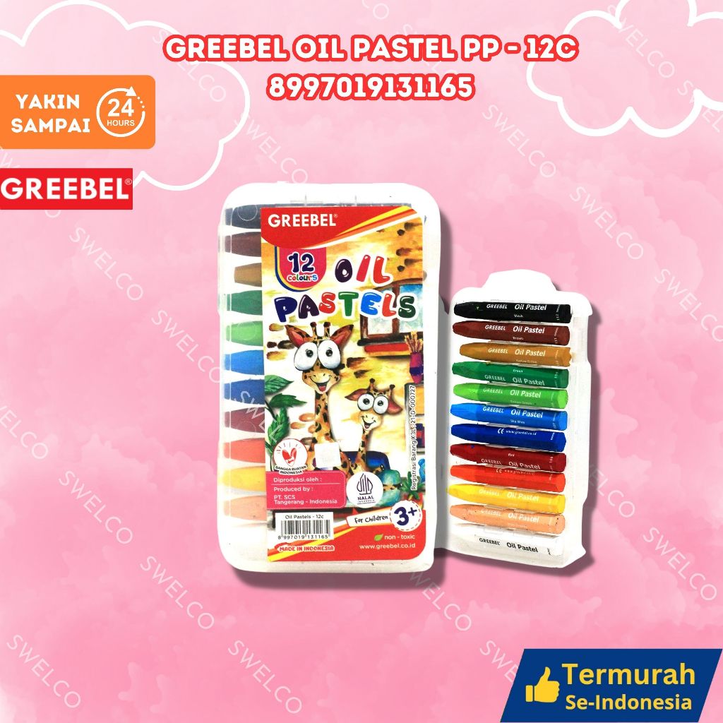 

GREEBEL Crayon Krayon Kids Oil Pastel 12 Warna (12C) tdk berdebu cerah utk anak sekolah art& tdk beracun GREEBEL OIL PASTEL PP - 12C