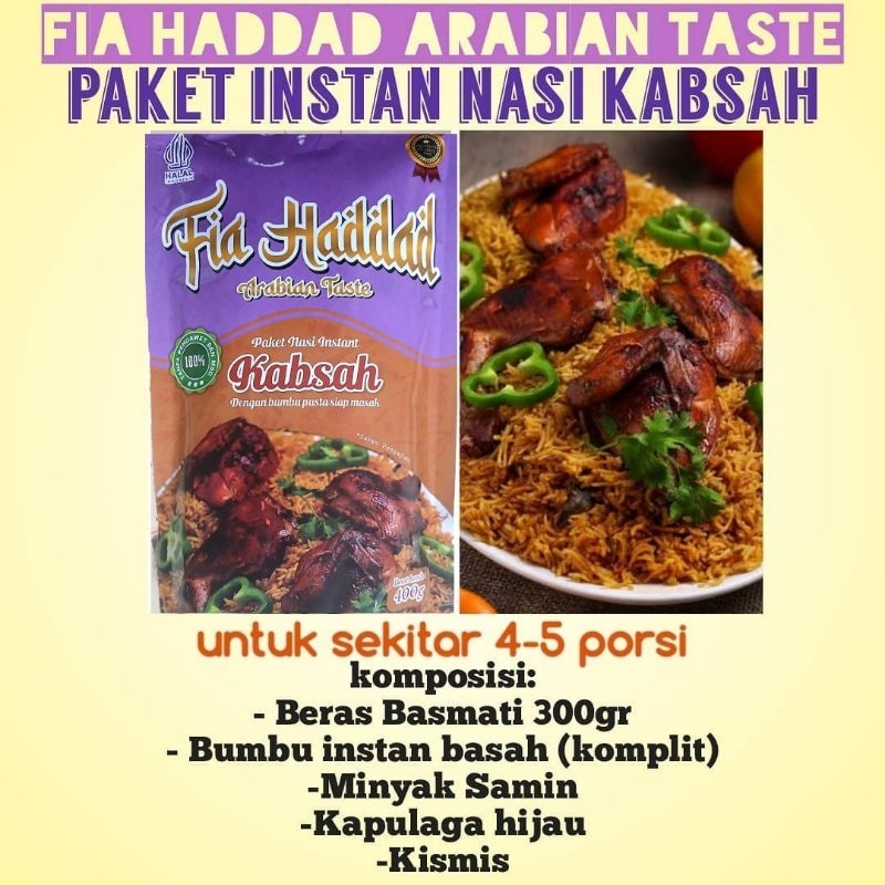 

Paket NASI KABSAH Instan By Fia Haddad dengan bumbu pasta siap masak