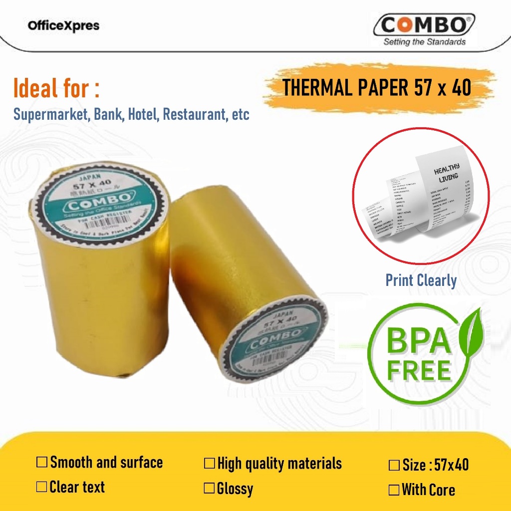 

Kertas Struk Kasir 57x40 / Kertas Thermal 57 x 40 / Kertas Kasir Thermal Roll Combo