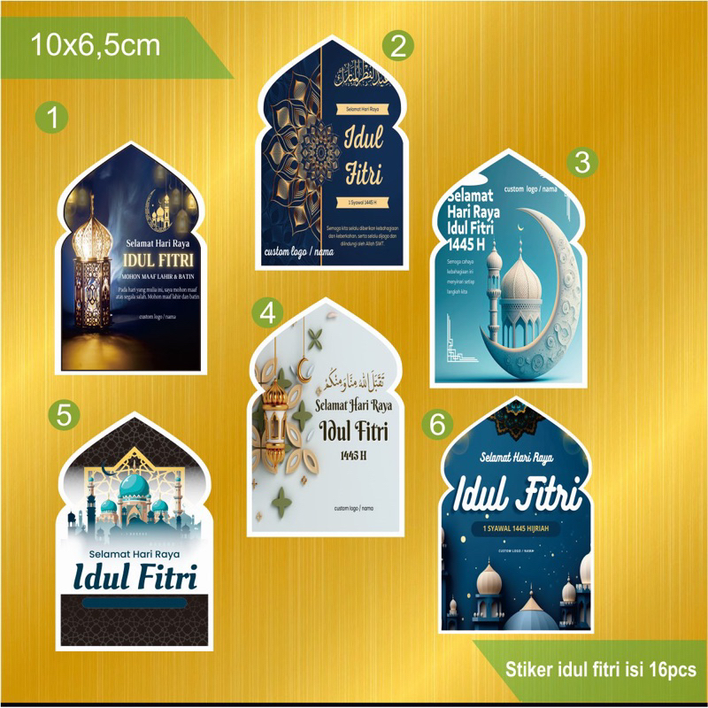 

stiker Idul fitri custom logo dan nama isi 16pcs