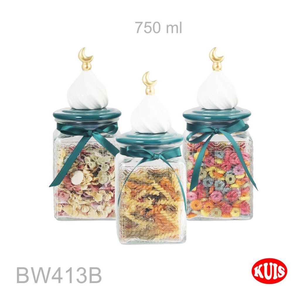 SUPERMARKET IMPORT Toples Lebaran Toples Kue Kering Estetik 1 Set Toples Lebaran Cantik Toples Kaca 