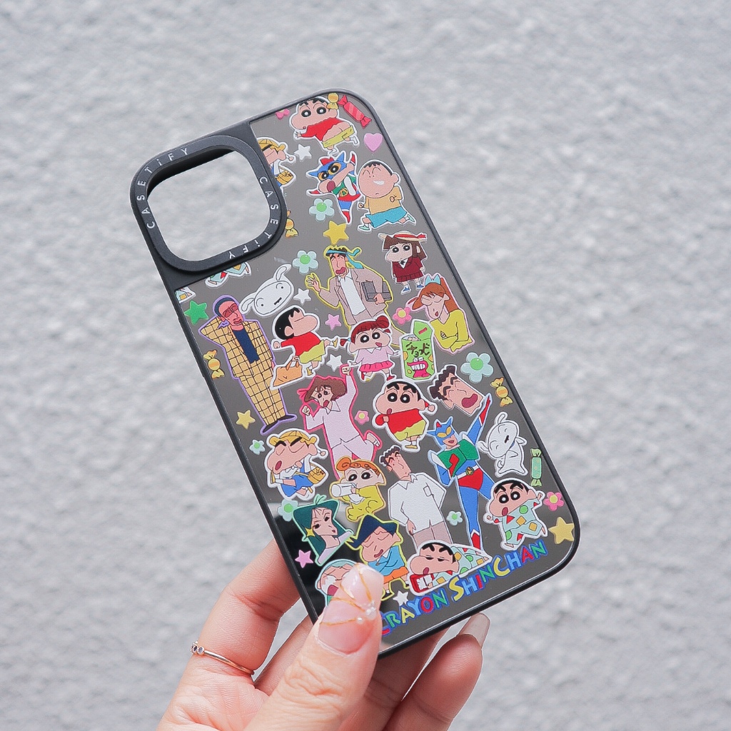 Soft Phone Case Shincan Caseti*y Casing Handphone Lucu Imut Trendy Iphone 13 14 15 Pro ProMax