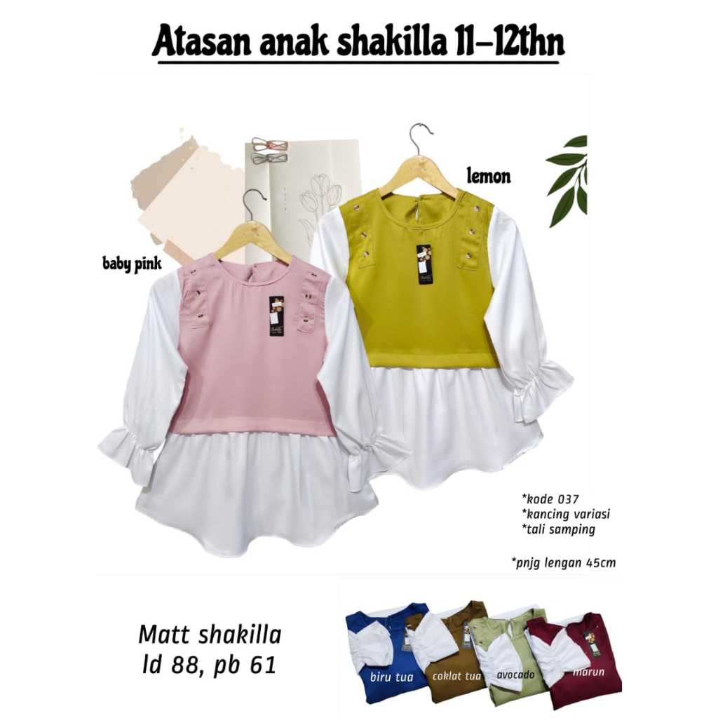 baju anak perempuan umur 11-12 tahun / atasan anak perempuan lengan panjang / blus anak kombinasi ca