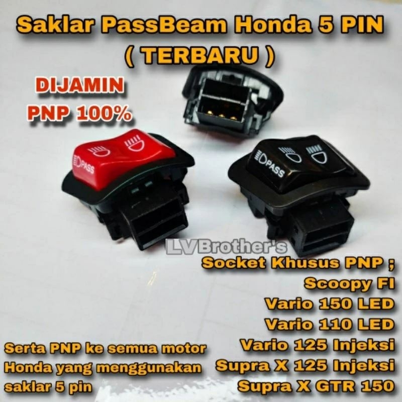 Tombol Saklar Dim 3 Mode 3 Titik PassBeam 5 PIN Honda Piwpiw Vietnam PNP Vario 110 125 150 Scoopy Fi