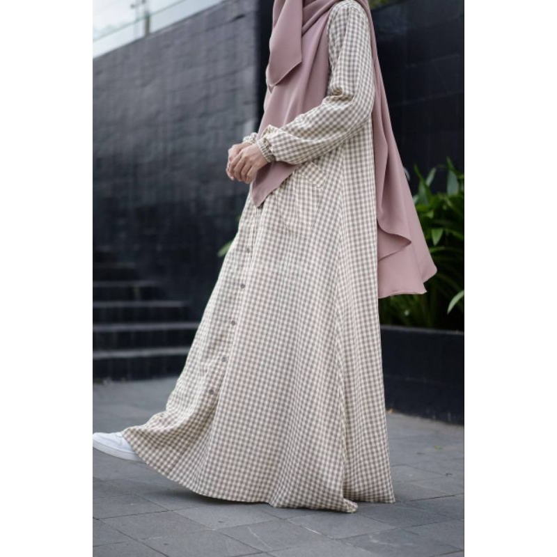 COTTON SQUARE DRESS ORI BRAND ZANUBA gamis kotak katun hijab branded terlaris termurah adem