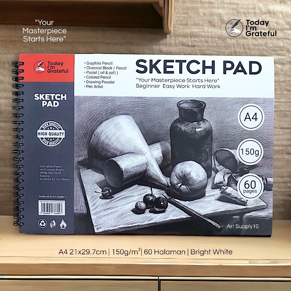 

Kertas Gambar A4 Sketch Pad Grateful 150gsm - 60 Halaman