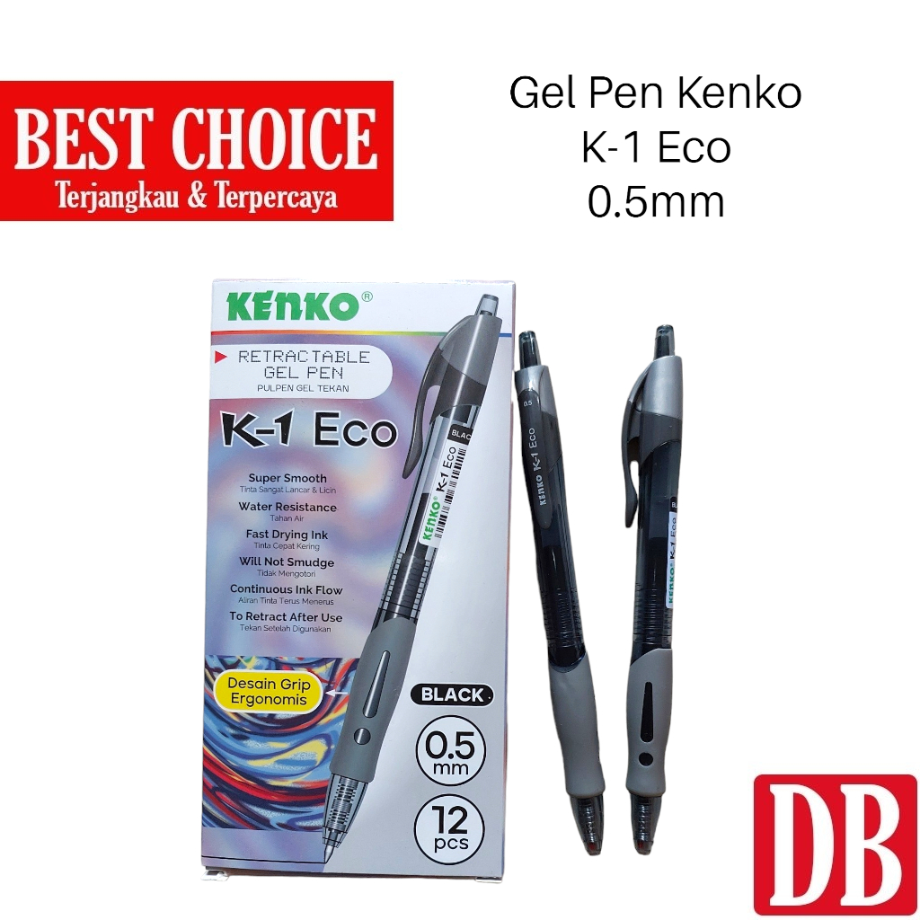 

Gel pen / Pulpen Kenko K-1 Eco 0.5mm Hitam (1pcs)