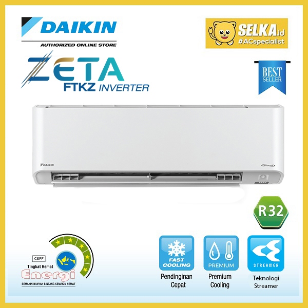 AC DAIKIN FTKZ25XVM4 + PASANG / FTKZ 25 AC SPLIT 1 PK ZETA INVERTER THAILAND