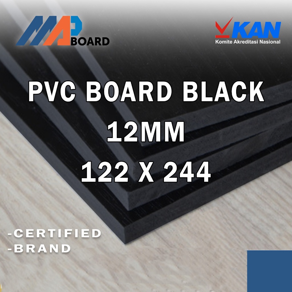 MAP BOARD - PVC Foam Board Black/ MAP Board Hitam Keras 12mm Ukuran 122x244