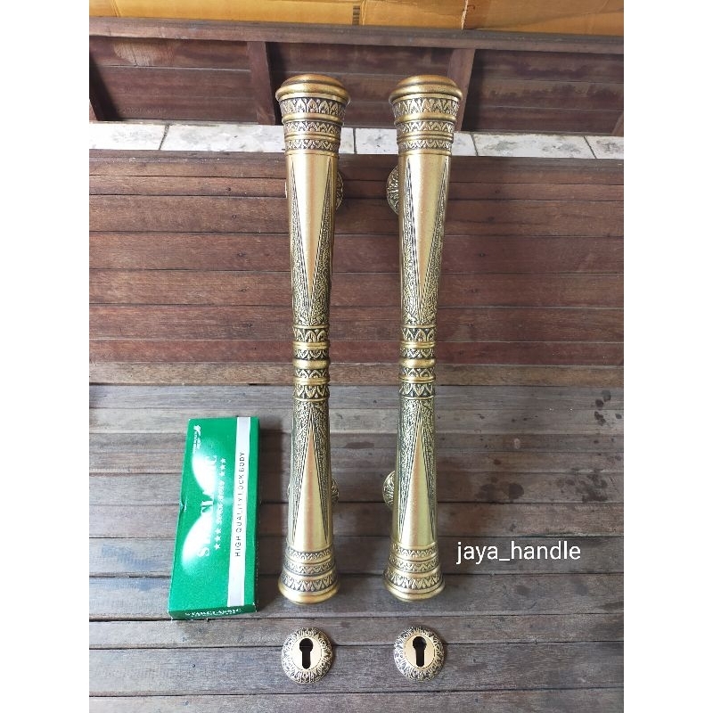 Handle Pintu Rumah Kuningan Antik Motif Godo Ukir Uk 60 cm Gagang Pintu Kuningan Handle Pintu Rumah 